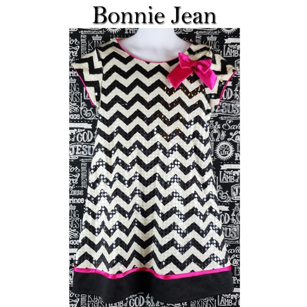Bonnie Jean Sequin Chevron Dress Size 6🤩